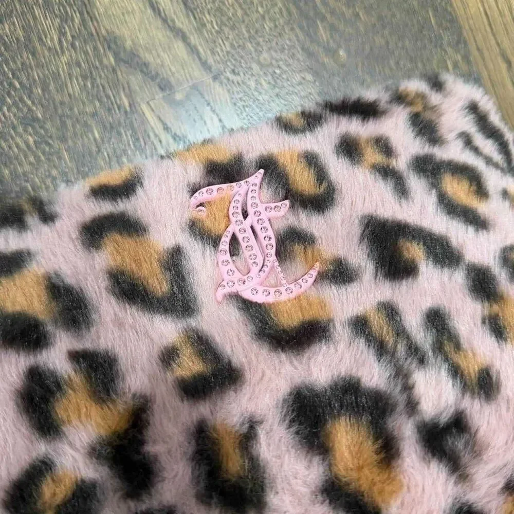 juicy couture pink and leopard print makeup cosmetic bag with travel bottle NWT